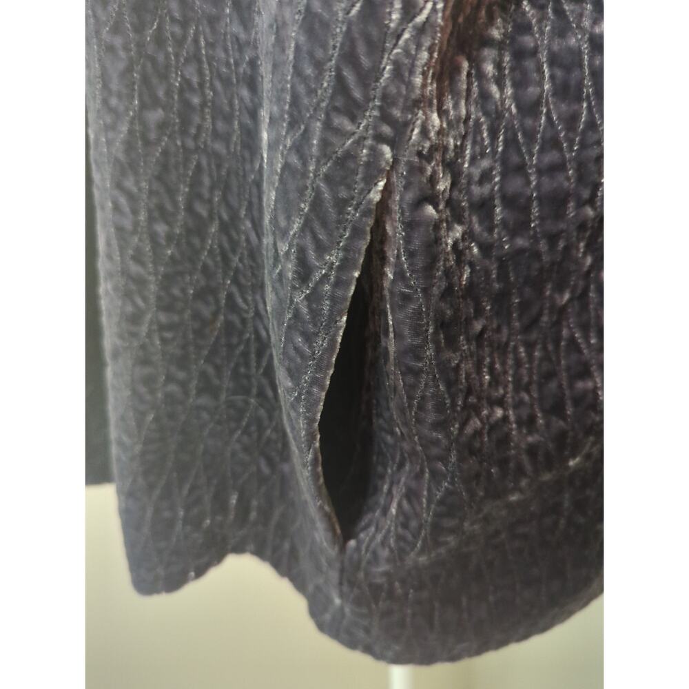 Eileen Fisher velvet textured quilted blue gray lattice open front blazer - Picture 6 of 9